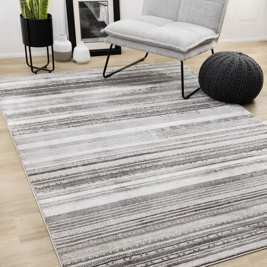 Gray And White Striped Area Rug Photo 4