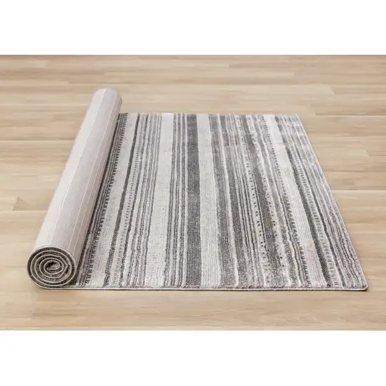 Gray And White Striped Area Rug Photo 6