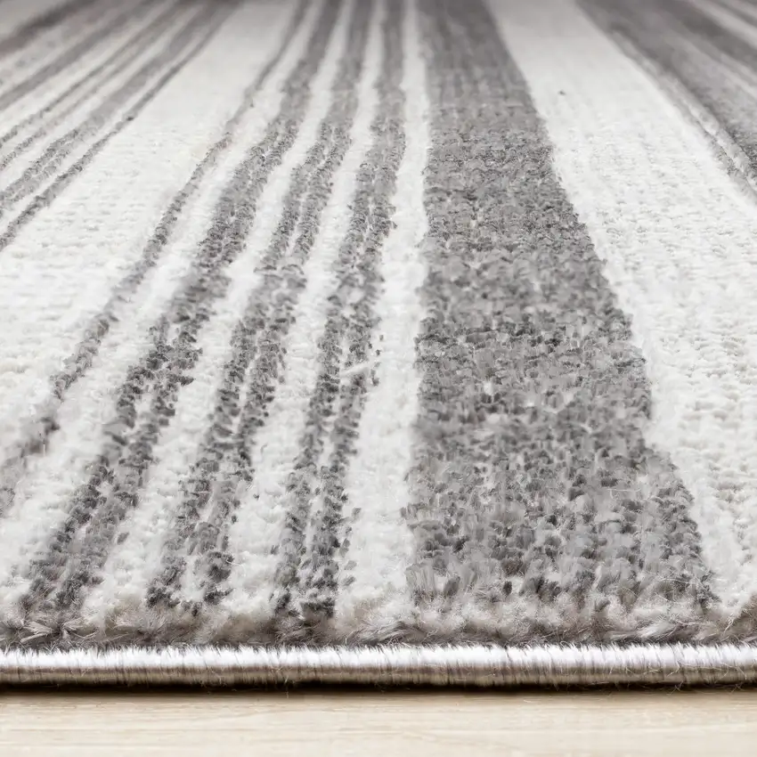 Gray And White Striped Area Rug Photo 9