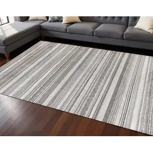 Photo of Gray And White Striped Area Rug