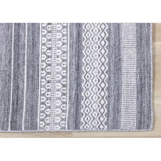 Gray And White Striped Hand Woven Area Rug Photo 9