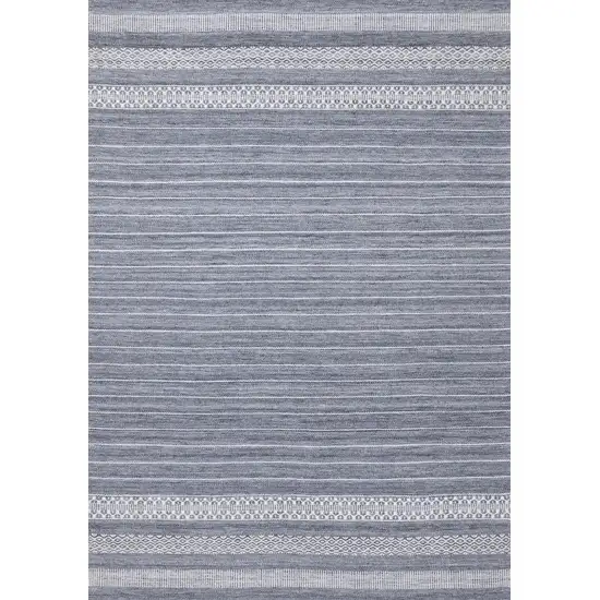 Gray And White Striped Hand Woven Area Rug Photo 5