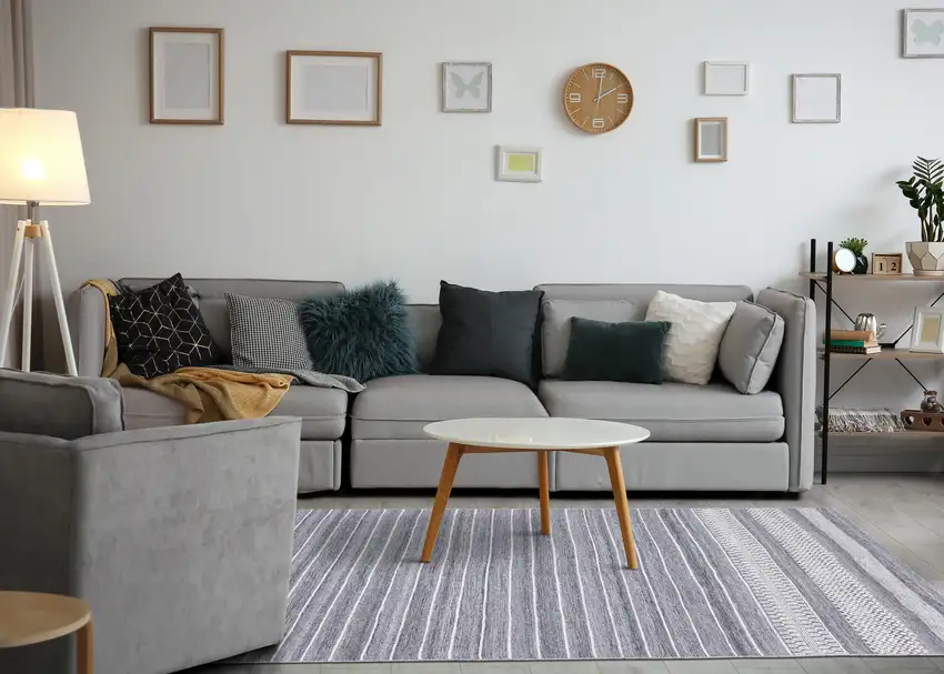 Gray And White Striped Hand Woven Area Rug Photo 7