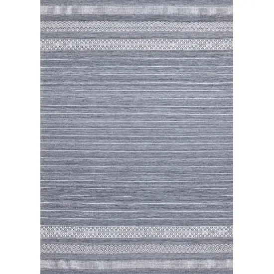 Gray And White Striped Hand Woven Area Rug Photo 2