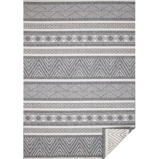 Gray And White Tribal Area Rug Photo 1