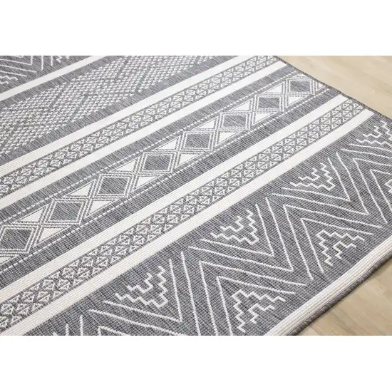 Gray And White Tribal Area Rug Photo 7
