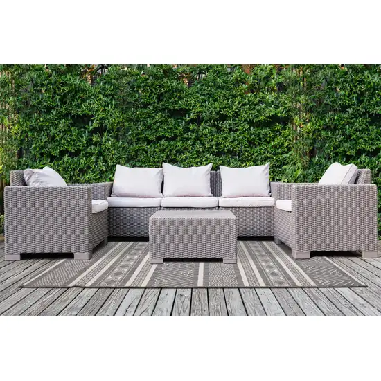 Gray And White Tribal Area Rug Photo 6