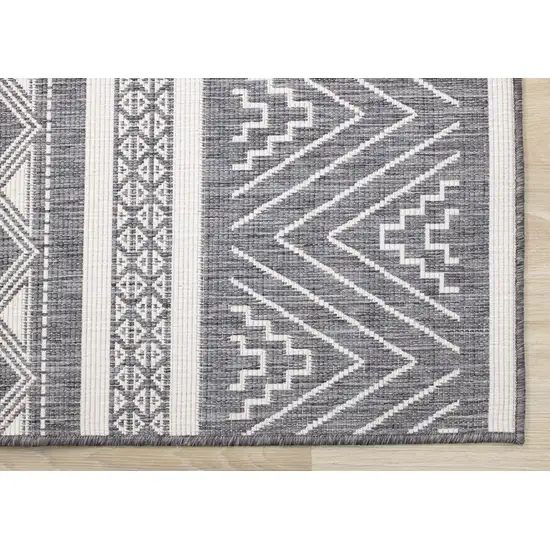 Gray And White Tribal Area Rug Photo 8