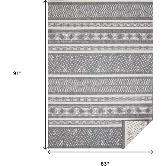 Gray And White Tribal Area Rug Photo 3