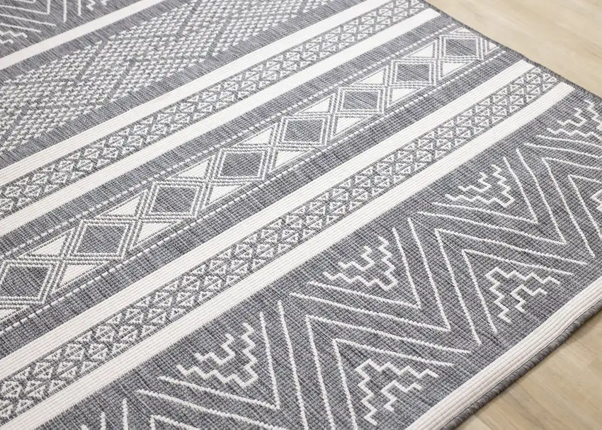 Gray And White Tribal Area Rug Photo 8