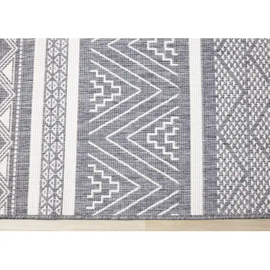 Gray And White Tribal Area Rug Photo 9