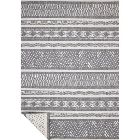 Gray And White Tribal Area Rug Photo 5