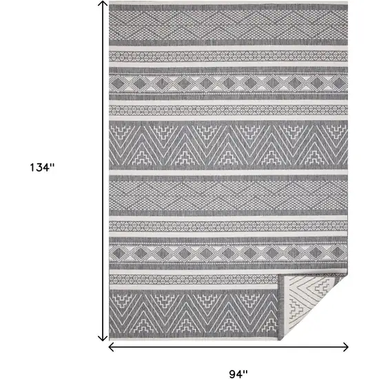 Gray And White Tribal Area Rug Photo 3