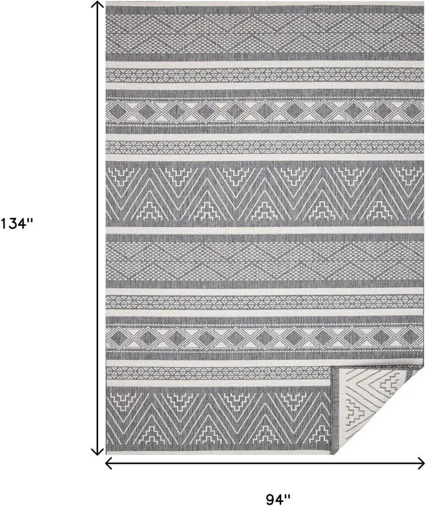 Gray And White Tribal Area Rug Photo 3