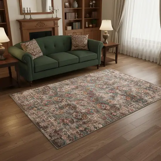 Gray And White Tribal Washable Area Rug With UV Protection Photo 1