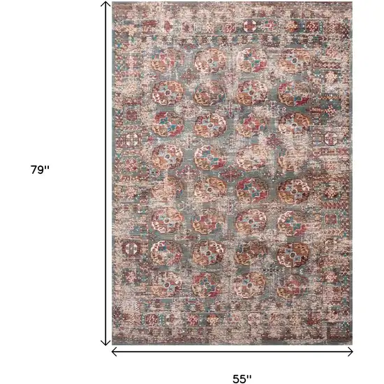 Gray And White Tribal Washable Area Rug With UV Protection Photo 9