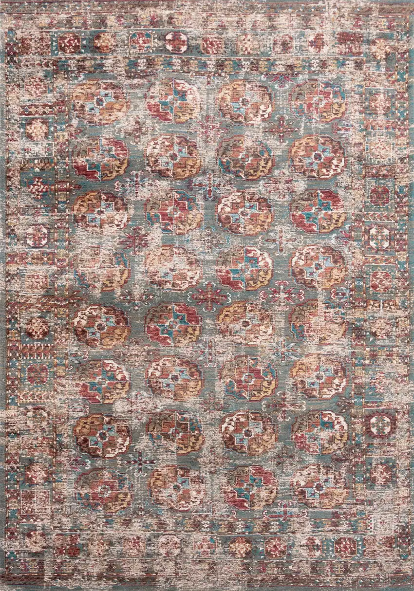 Gray And White Tribal Washable Area Rug With UV Protection Photo 8