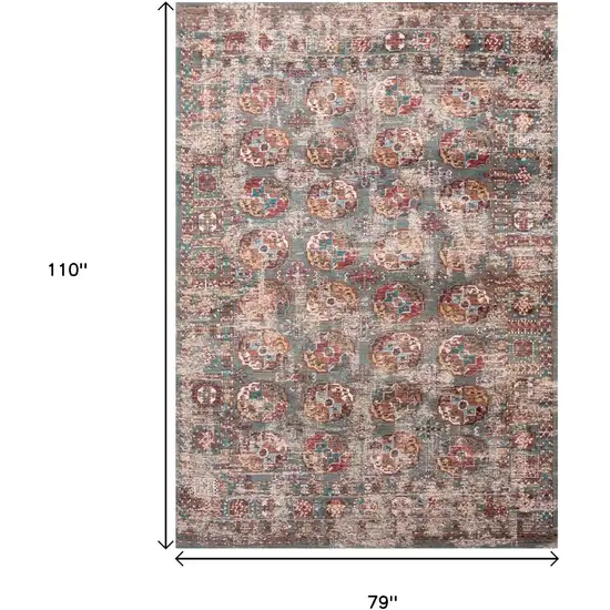 Gray And White Tribal Washable Area Rug With UV Protection Photo 9