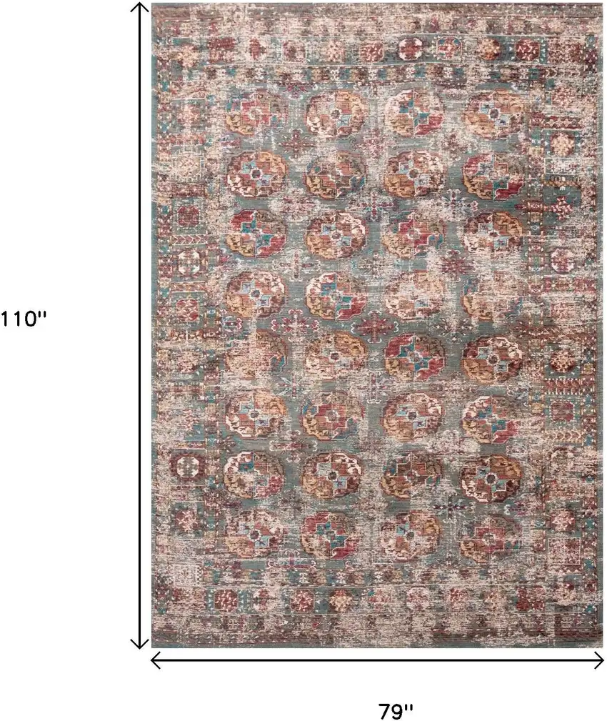 Gray And White Tribal Washable Area Rug With UV Protection Photo 9