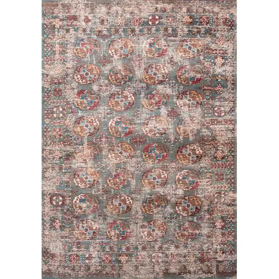 Gray And White Tribal Washable Area Rug With UV Protection Photo 2