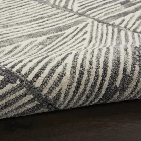 Gray And White Wool Abstract Area Rug Photo 5
