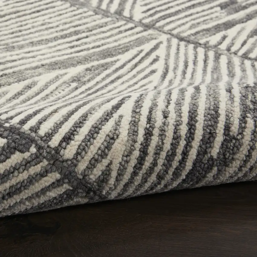 Gray And White Wool Abstract Area Rug Photo 5