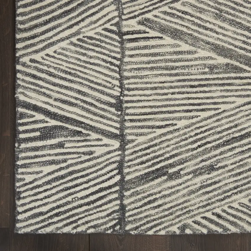 Gray And White Wool Abstract Area Rug Photo 4