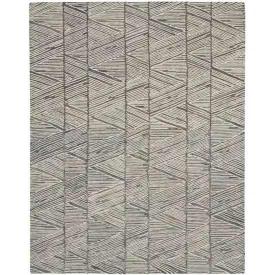 Gray And White Wool Abstract Area Rug Photo 1