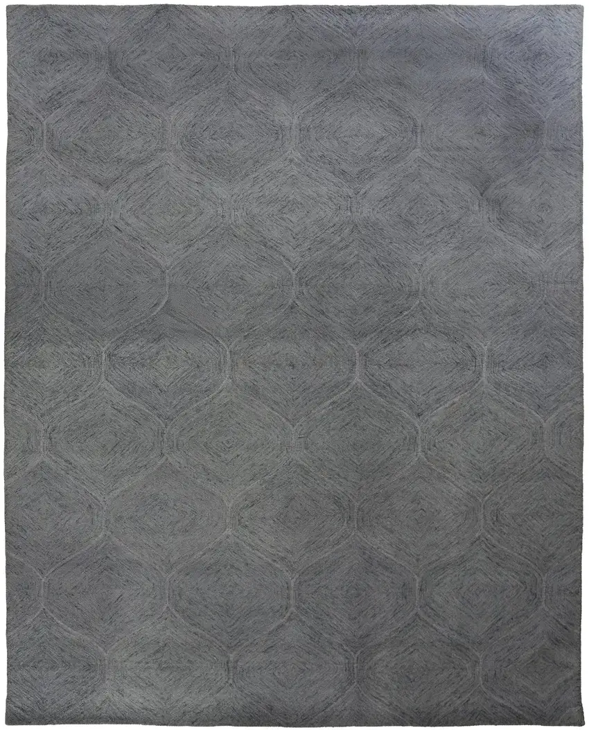 Gray And White Wool Geometric Hand Tufted Area Rug Photo 2