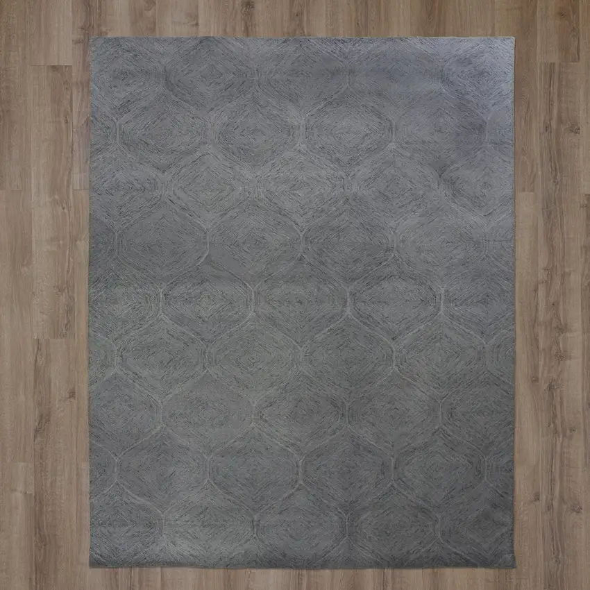 Gray And White Wool Geometric Hand Tufted Area Rug Photo 3