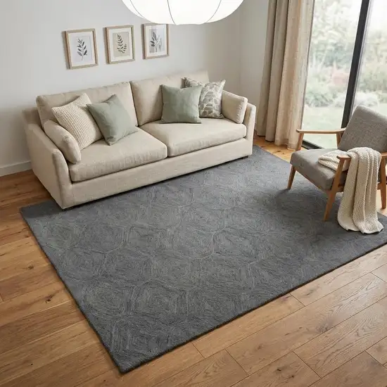Gray And White Wool Geometric Hand Tufted Area Rug Photo 1