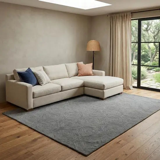 Gray And White Wool Geometric Hand Tufted Area Rug Photo 1