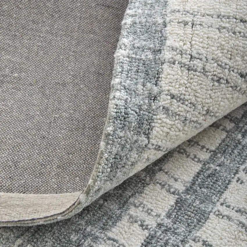 Gray And White Wool Striped Hand Tufted Area Rug Photo 7