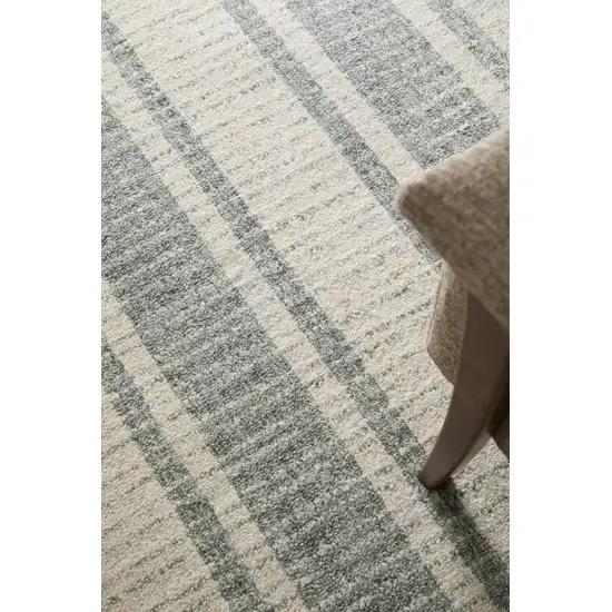 Gray And White Wool Striped Hand Tufted Area Rug Photo 3