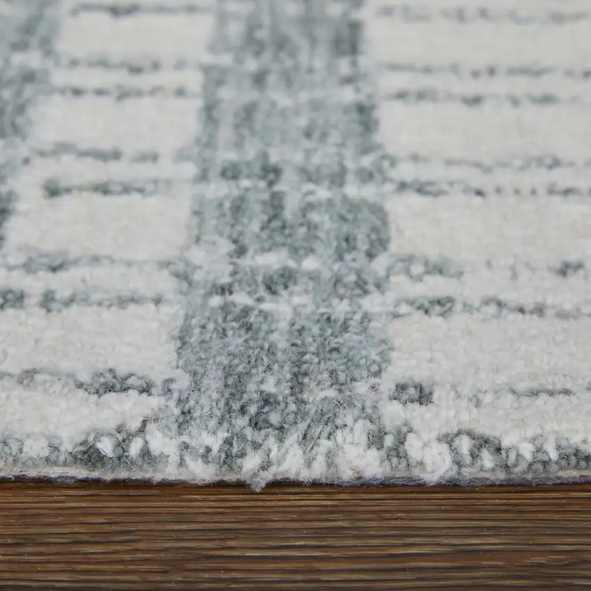 Gray And White Wool Striped Hand Tufted Area Rug Photo 8