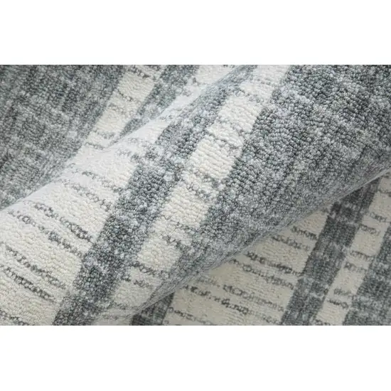 Gray And White Wool Striped Hand Tufted Area Rug Photo 5