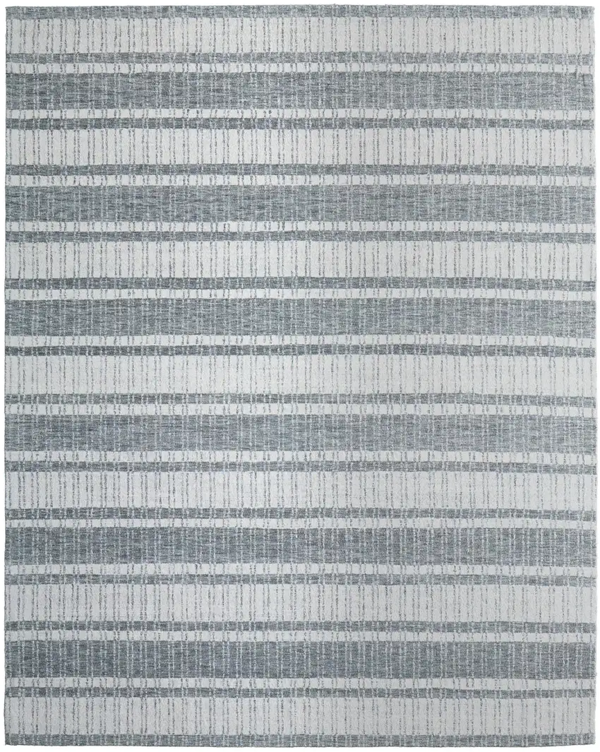 Gray And White Wool Striped Hand Tufted Area Rug Photo 2
