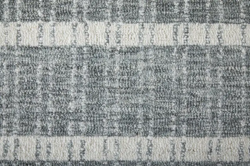 Gray And White Wool Striped Hand Tufted Area Rug Photo 6