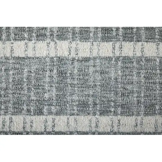 Gray And White Wool Striped Hand Tufted Area Rug Photo 6