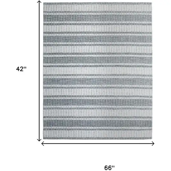 Gray And White Wool Striped Hand Tufted Area Rug Photo 9