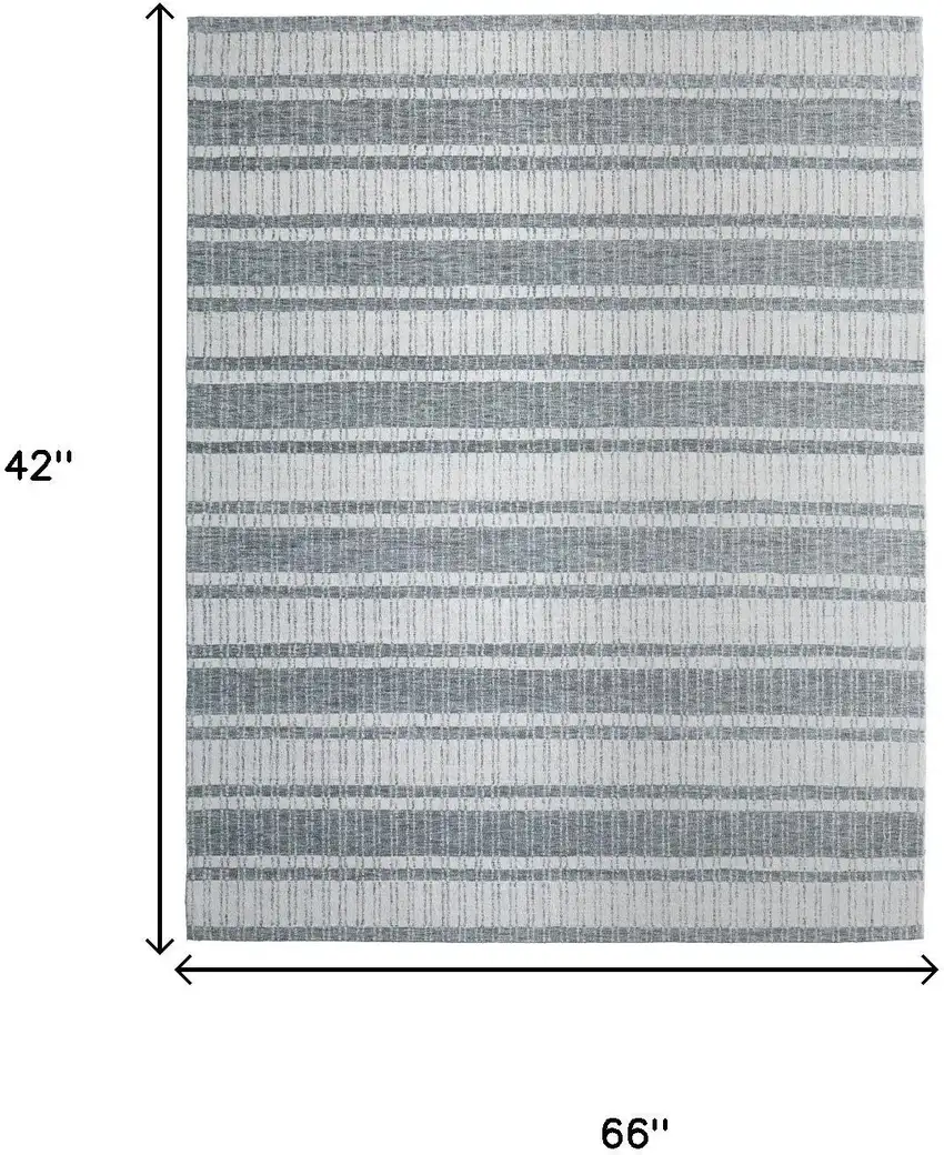 Gray And White Wool Striped Hand Tufted Area Rug Photo 9