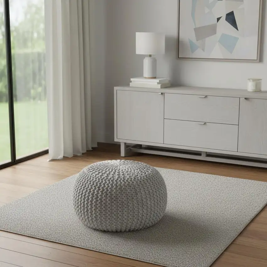 Gray Area Rug With Fringe Photo 2