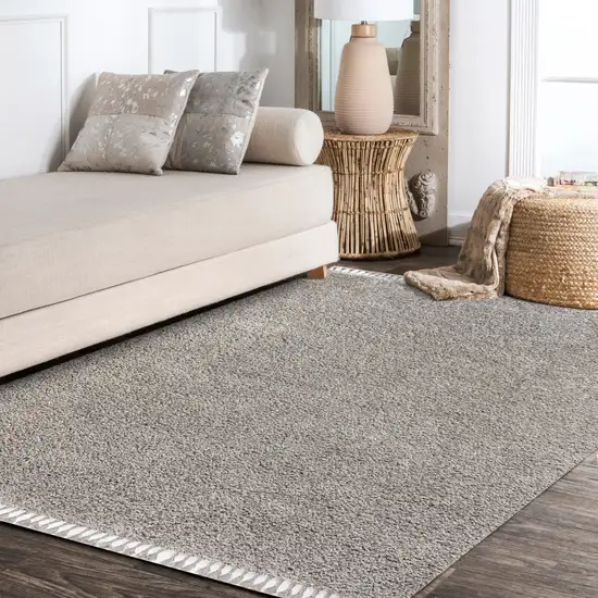 Gray Area Rug With Fringe Photo 5
