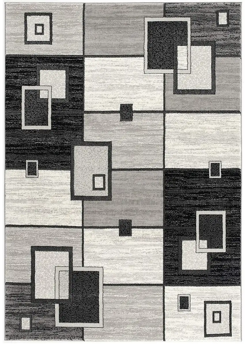 Gray Abstract Power Loom Area Rug Photo 2