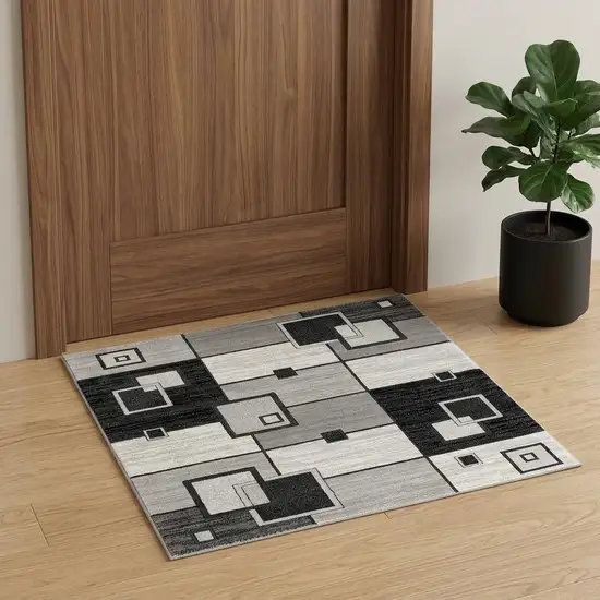 Gray Abstract Power Loom Area Rug Photo 1
