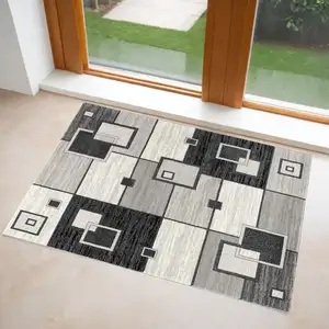 Photo of Gray Asymmetric Blocks Area Rug