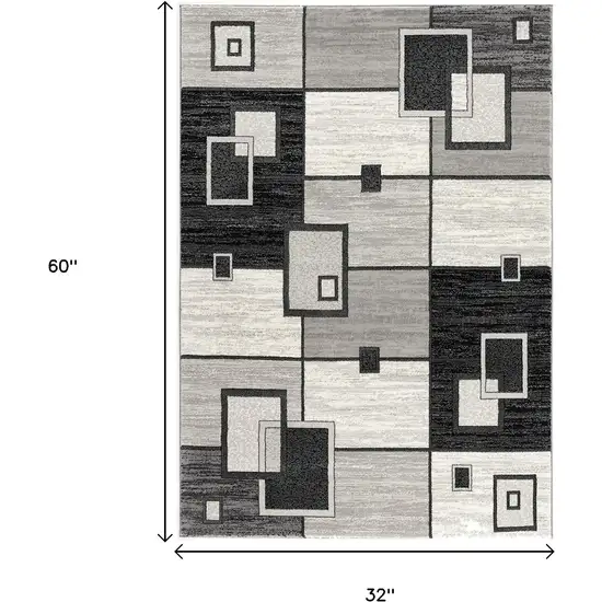 Gray Abstract Power Loom Area Rug Photo 9