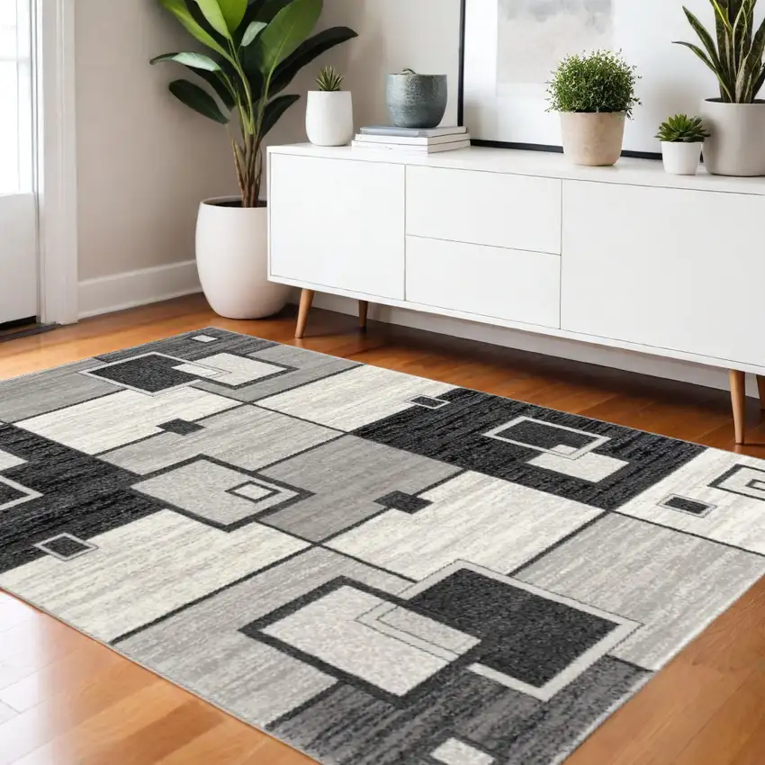 Gray Abstract Power Loom Area Rug Photo 1
