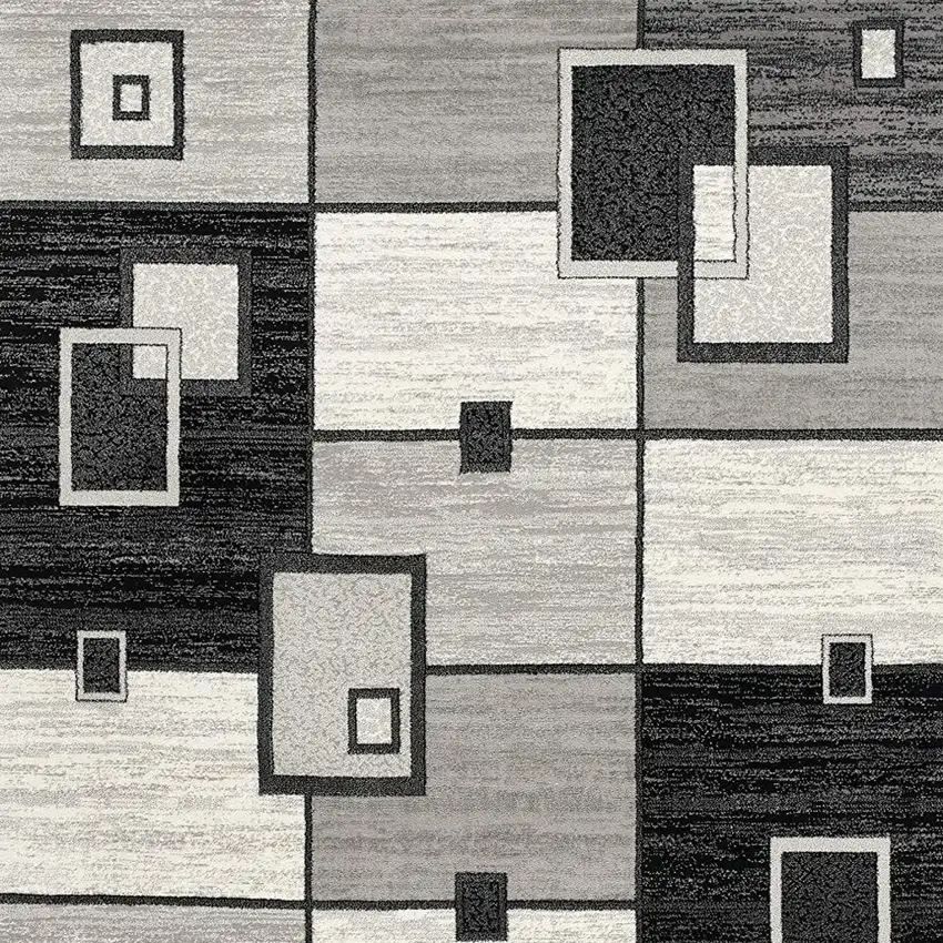 Gray And Black Geometric Distressed Area Rug Photo 4