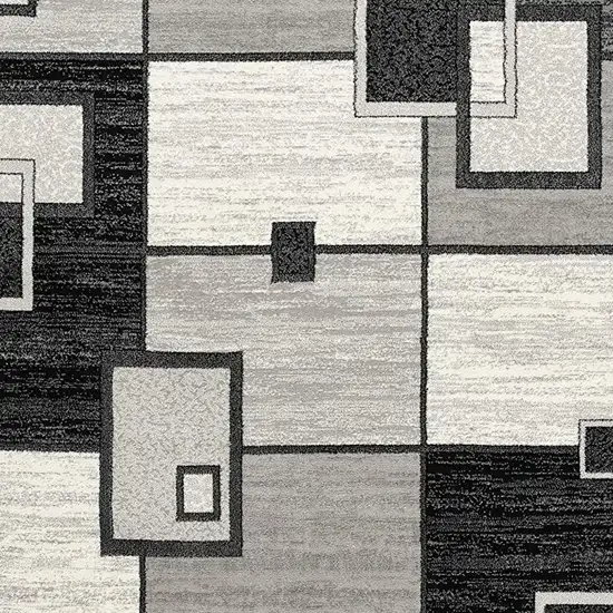 Gray And Black Geometric Distressed Area Rug Photo 3